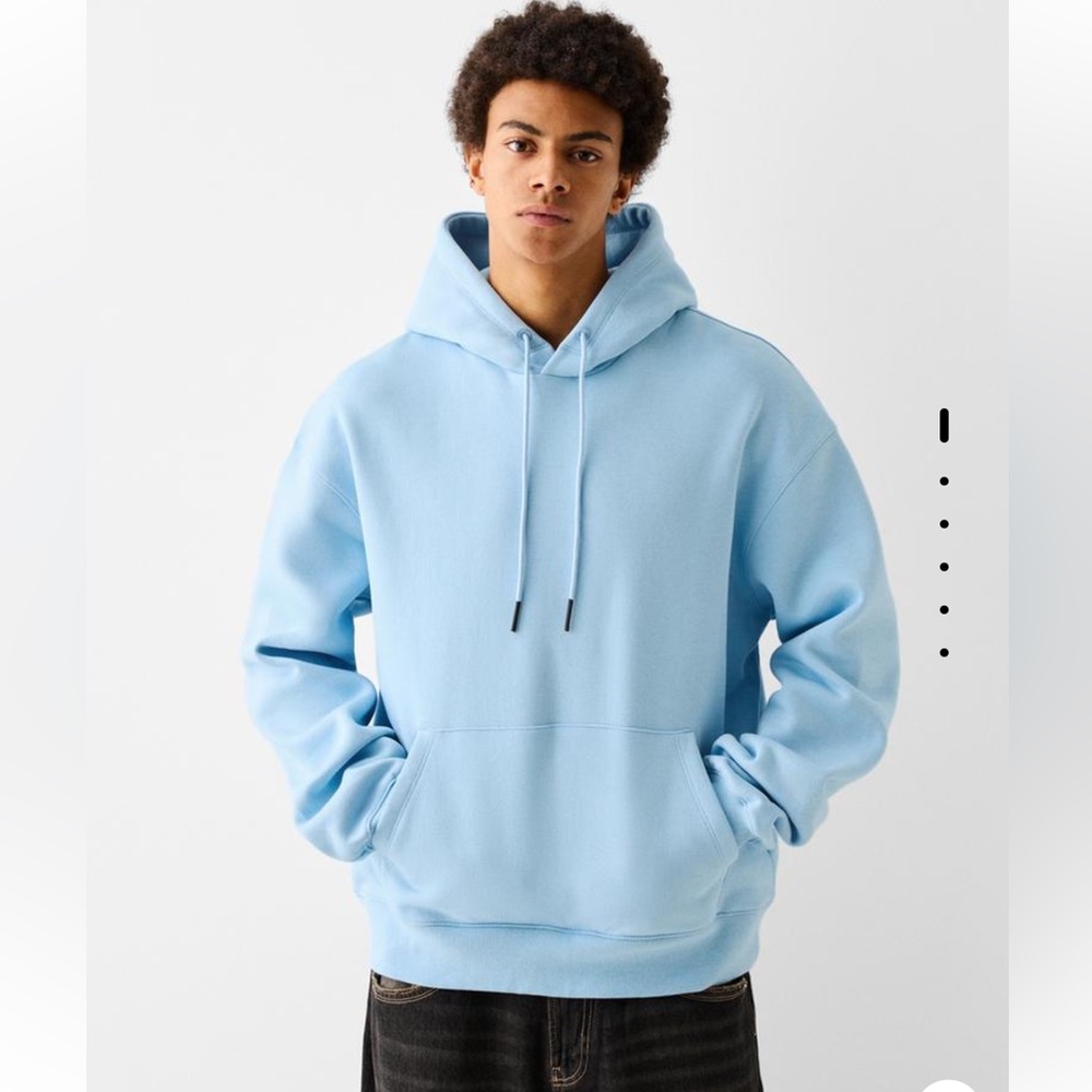 New Bershka Men’s Hoodie Sweatshirt Light Blue Size S